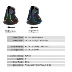 M618 Plus ergonomic vertical optical gaming wired mouse 6 buttons 4000 DPIMouses