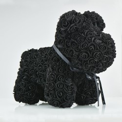 Cão feito de rosas infinitas - 40 cm