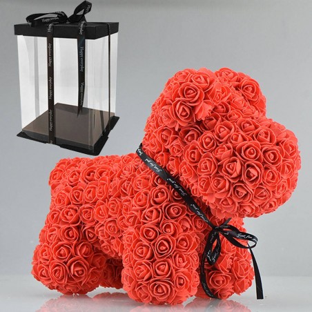Cão feito de rosas infinitas - 40 cm