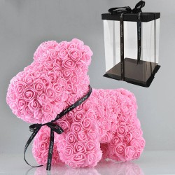 Cão feito de rosas infinitas - 40 cm