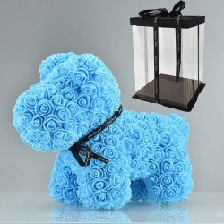 Cão feito de rosas infinitas - 40 cm