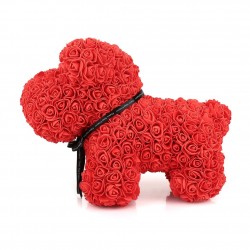 Cão feito de rosas infinitas - 40 cm