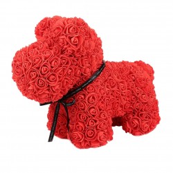 Cão feito de rosas infinitas - 40 cm