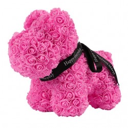 Cão feito de rosas infinitas - 40 cm