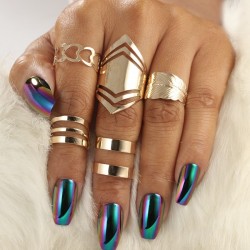 Trendy punk ajustável ouro anéis ocos 5 pcs set