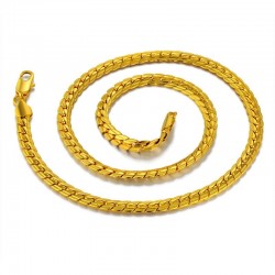 Colar de homens de cadeia de cobra banhado a ouro