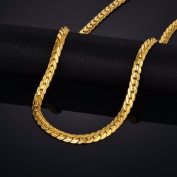Colar de homens de cadeia de cobra banhado a ouro