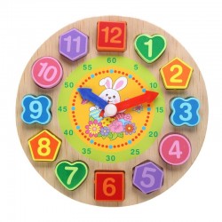 Relógio de quebra-cabeça de madeira com 12 números - brinquedo