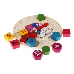 Relógio de quebra-cabeça de madeira com 12 números - brinquedo