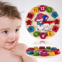 Relógio de quebra-cabeça de madeira com 12 números - brinquedo