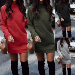 Vestido quente mini com manga longa
