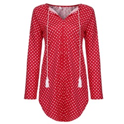 Mini vestido de ponto polka com manga longa