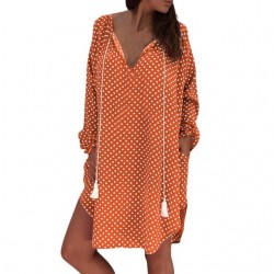 Mini vestido de ponto polka com manga longa