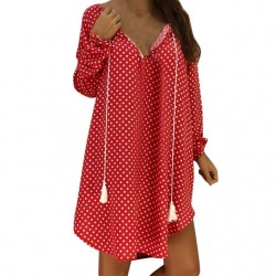 Mini vestido de ponto polka com manga longa