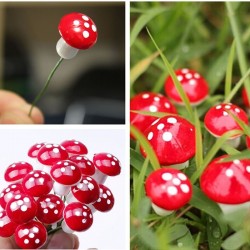 Garden decoration - mini red white dot mushrooms 2cm 10 pcsGarden