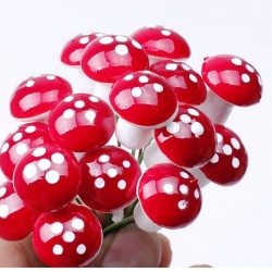Garden decoration - mini red white dot mushrooms 2cm 10 pcsGarden