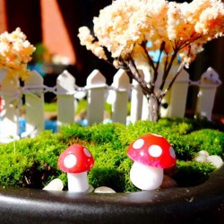 Garden decoration - mini red white dot mushrooms 2cm 10 pcsGarden