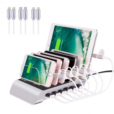 USB universal estande da estação de carregamento com 6 porta & 6 cabos 5V10.2A