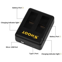 AHDBT-501 bateria - três & portas duplas carregador USB para GoPro 7 /6 / 5 câmera de ação