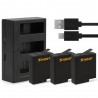 AHDBT-501 bateria - três & portas duplas carregador USB para GoPro 7 /6 / 5 câmera de ação
