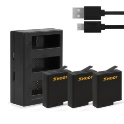 AHDBT-501 bateria - três & portas duplas carregador USB para GoPro 7 /6 / 5 câmera de ação