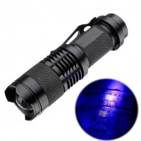 Zoomable UV LED flashlight torch - marker checker - fake money detectionTorches