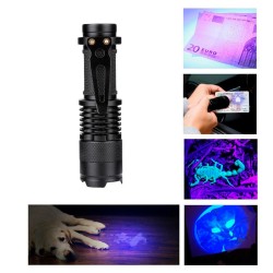 Zoomable UV LED flashlight torch - marker checker - fake money detectionTorches