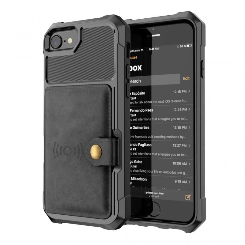 iPhone 6 6S Plus - 7 7Plus - 8 Plus - X - XS MAX - XS - XR - capa de proteção de couro caso com suporte