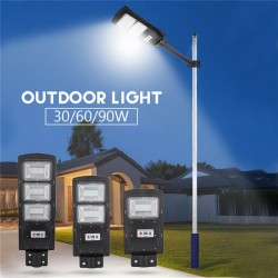 30W - 60W - lâmpada de luz de rua solar LED 90W - sensor de movimento PIR - controle remoto - impermeável