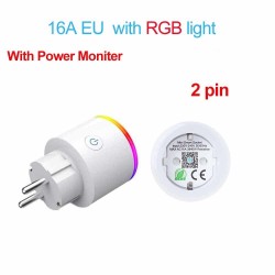 Wifi plug with power monitor - 16A EU RGB - wireless smart socket with voice control for Google Home AlexaPlugs