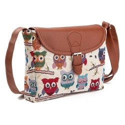 Corujas impressas - bolsa pequena de ombro crossbody