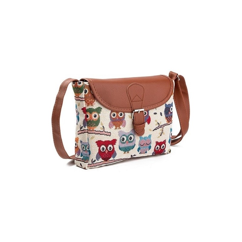 Corujas impressas - bolsa pequena de ombro crossbody