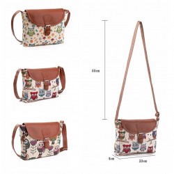 Corujas impressas - bolsa pequena de ombro crossbody