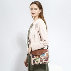 Corujas impressas - bolsa pequena de ombro crossbody