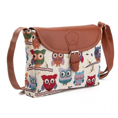 Corujas impressas - bolsa pequena de ombro crossbody