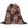 crânio 3D e rosas - mochila cordão - unisex