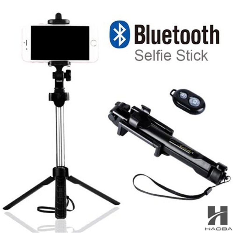 Tripod Bluetooth selfie stick com botão de obturador para smartphone