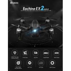 Cada um EX2mini brushless 5.8G FPV - RC Drone Quadcopter RTF - Com câmera + monitor de FPV + vidros - Modo 2 (tratalhadora de mã