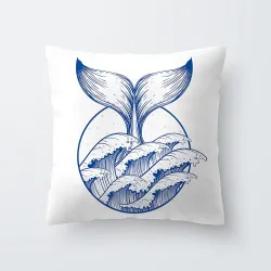 Azul e branco padrões do mar - almofada cobrir - 45 * 45cm