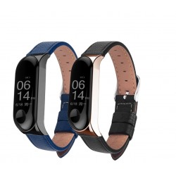 Banda de couro para Xiaomi Mi Band 3 - 4 relógio
