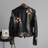 Punk style - bordado floral - jaqueta de couro
