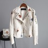 Punk style - bordado floral - jaqueta de couro