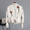 Punk style - bordado floral - jaqueta de couro