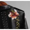 Punk style - bordado floral - jaqueta de couro