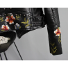Punk style - bordado floral - jaqueta de couro