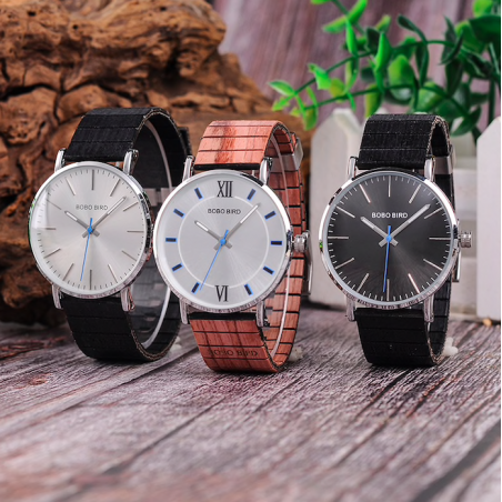 Relógio de quartzo de madeira elegante - unisex