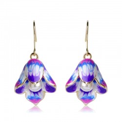 Porcelain flowers & pearl - long drop earringsEarrings