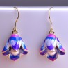 Porcelain flowers & pearl - long drop earringsEarrings