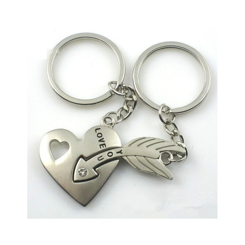 Heart & arrow - silver keychain with crystalKeyrings