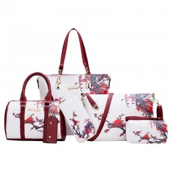 Sacos de couro com impressão floral - conjunto